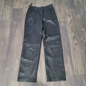 Vintage Mix It Women’s Leather Pants Size 8 Black Straight Leg High Waist